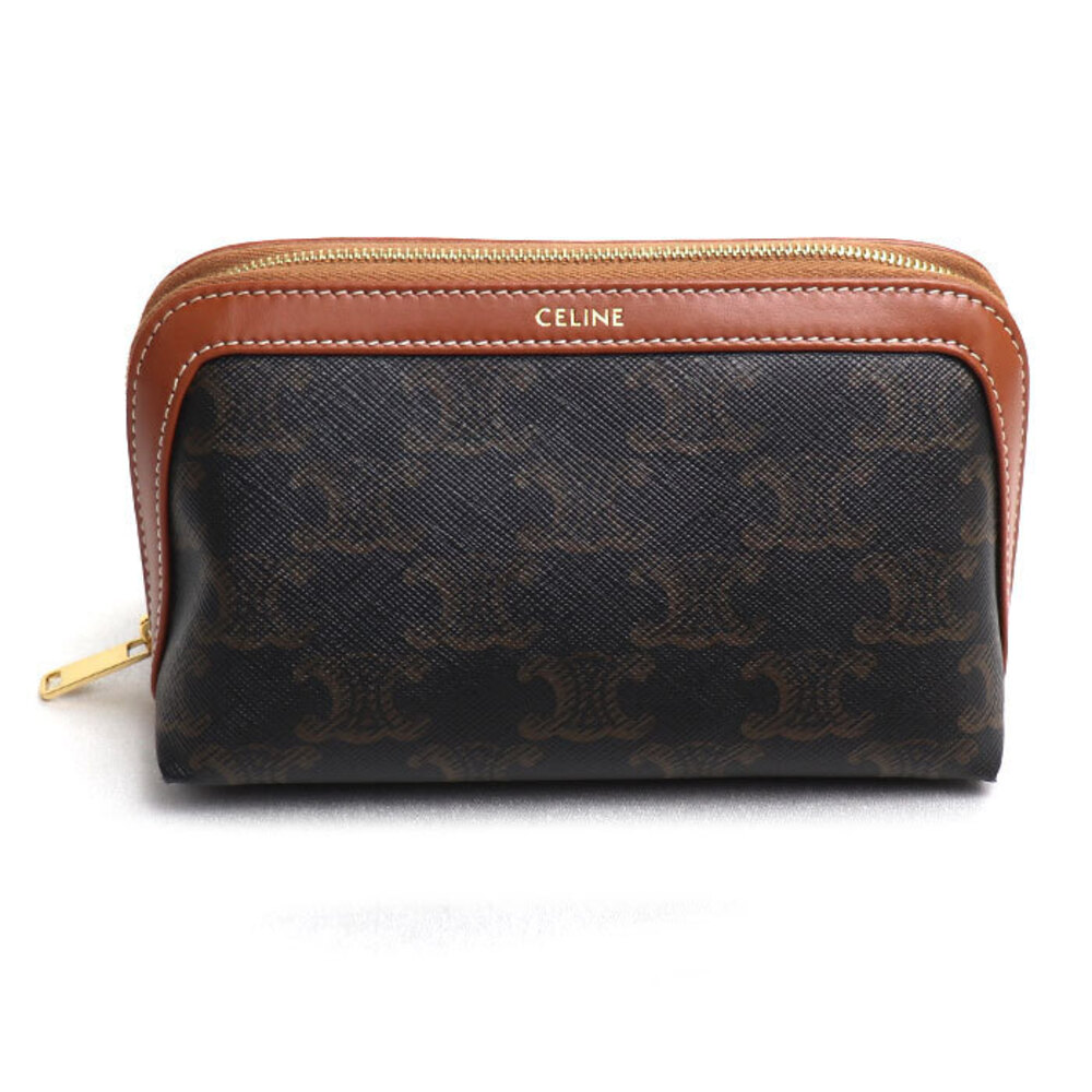Celine Triomphe Cosmetic Pouch Tan